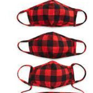NWT NORDSTROM FAMILY 4 PACK FACE MASKS‎ BUFFALO PLAID 2 ADULT & 2 BIG KIDS